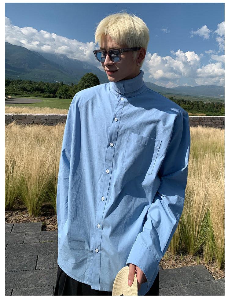 韓国ファッション SELCA-Turtleneck Button-up Shirt-mselca2023aw934-02