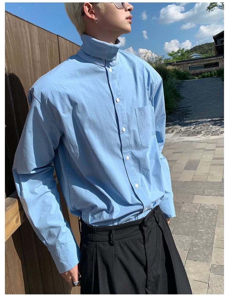 韓国ファッション SELCA-Turtleneck Button-up Shirt-mselca2023aw934-011