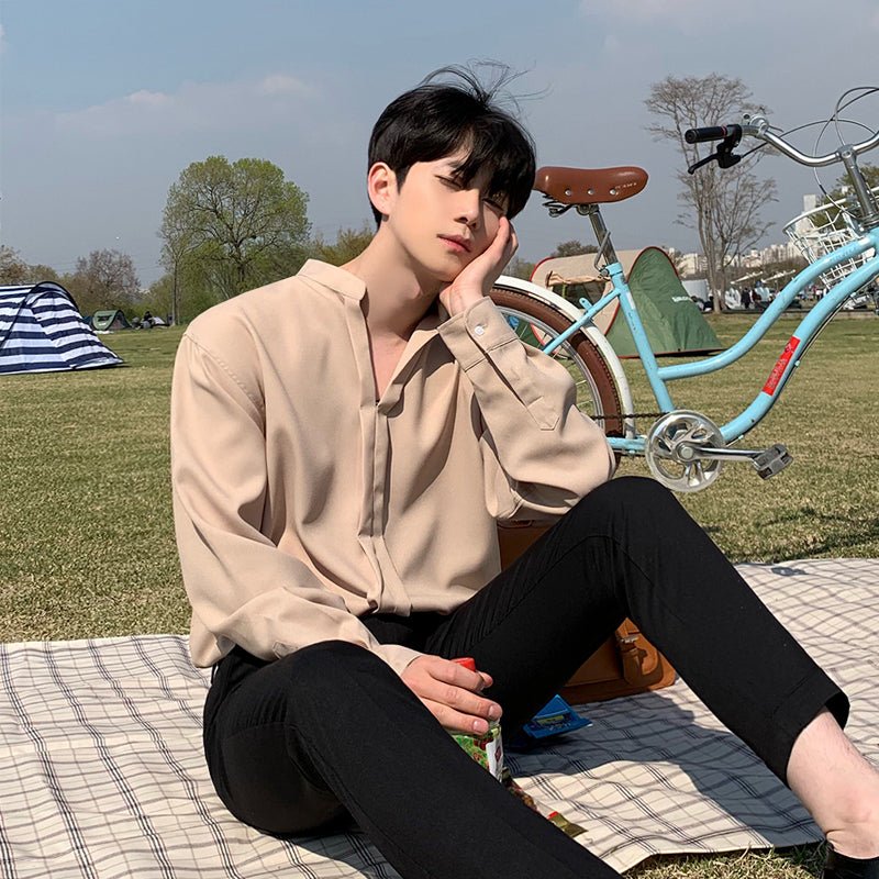 韓国ファッション SELCA-V -neck long -sleeved shirt-mselca2023aw940-04