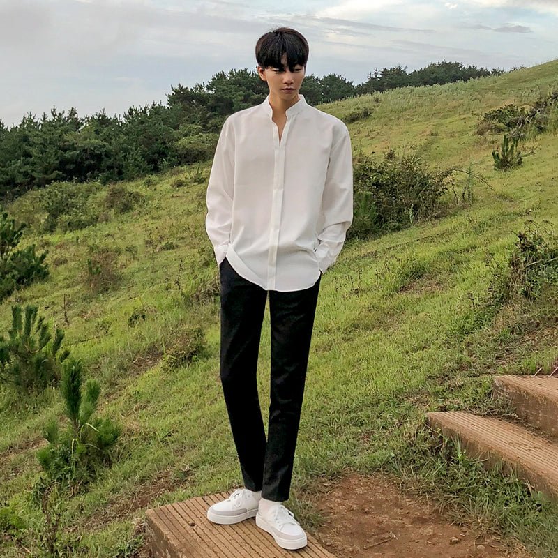 韓国ファッション SELCA-V -neck long -sleeved shirt-mselca2023aw940-02