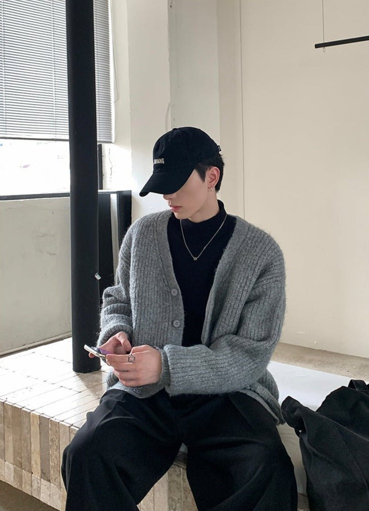 韓国ファッション SELCA-V -neck Loos Knit Cardigan-mselca2023aw941-05