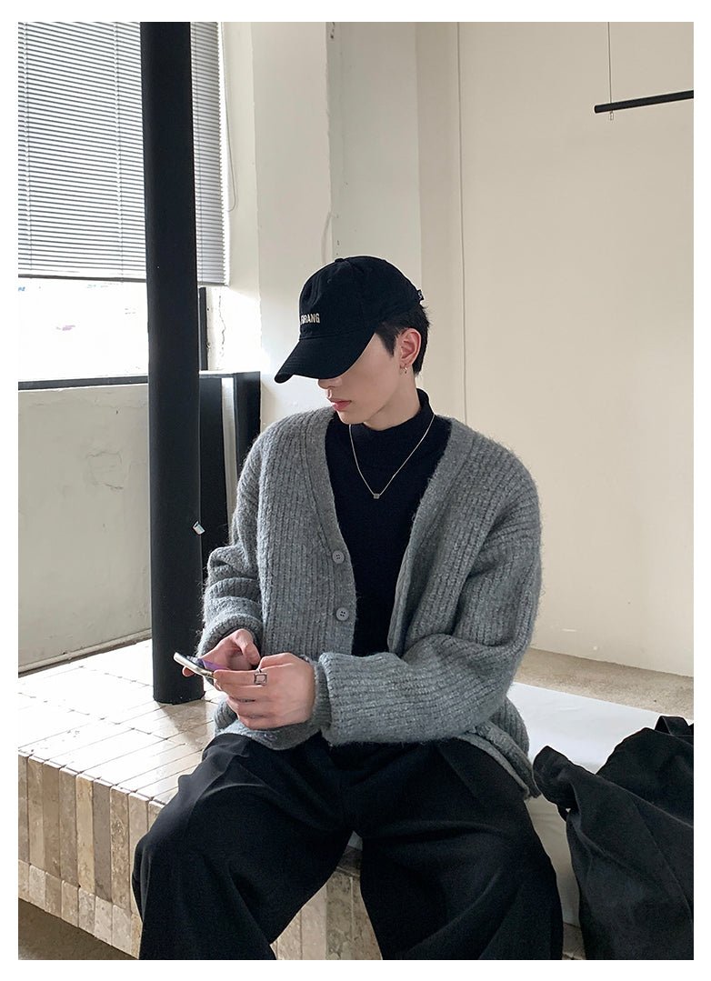 韓国ファッション SELCA-V -neck Loos Knit Cardigan-mselca2023aw941-09