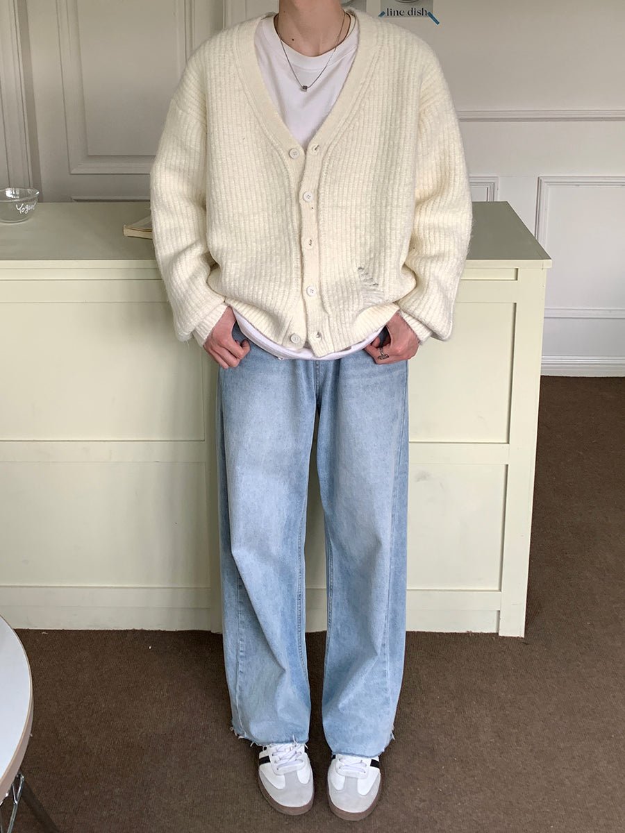 韓国ファッション SELCA-V -neck Loos Knit Cardigan-mselca2023aw941-03