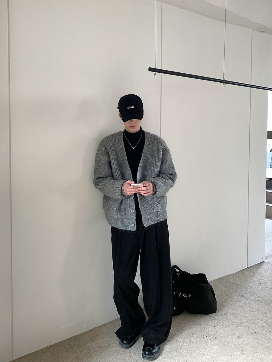 韓国ファッション SELCA-V -neck Loos Knit Cardigan-mselca2023aw941-04