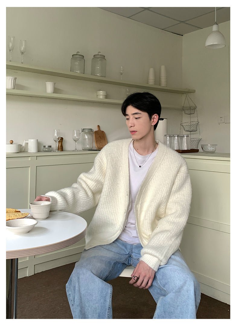 韓国ファッション SELCA-V -neck Loos Knit Cardigan-mselca2023aw941-06