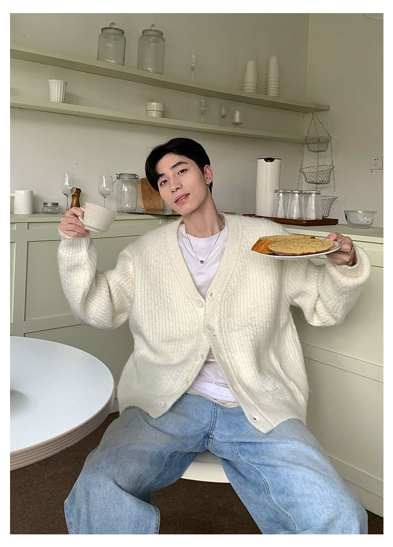 韓国ファッション SELCA-V -neck Loos Knit Cardigan-mselca2023aw941-08