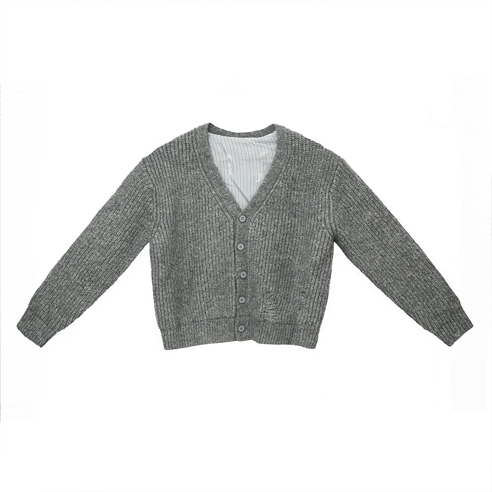 韓国ファッション SELCA-V -neck Loos Knit Cardigan-mselca2023aw941-011