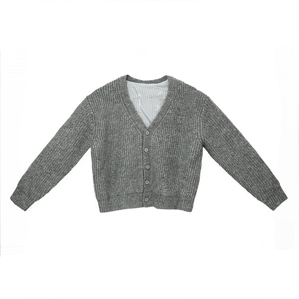 韓国ファッション SELCA-V -neck Loos Knit Cardigan-mselca2023aw941-011