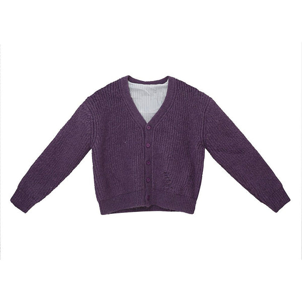 韓国ファッション SELCA-V -neck Loos Knit Cardigan-mselca2023aw941-012