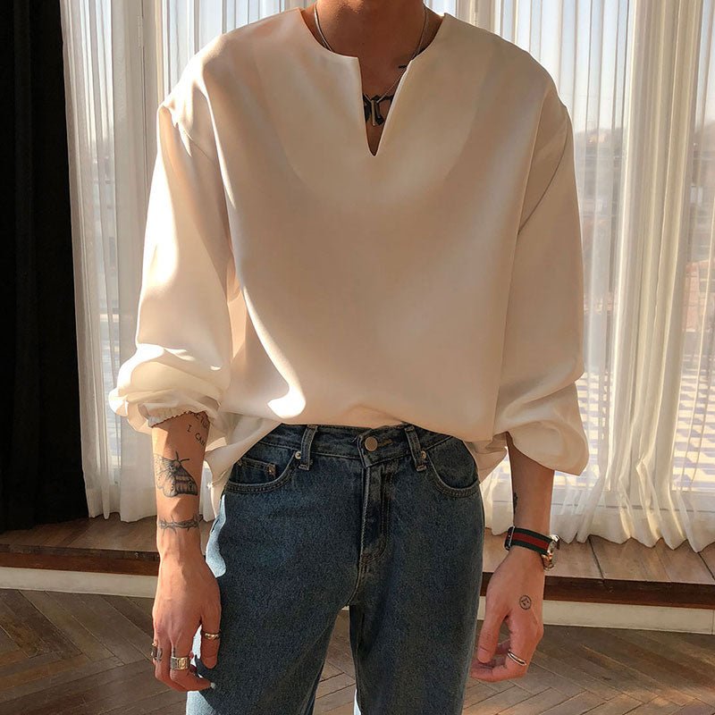 韓国ファッション SELCA-V -neck siphon shirt-mselca2023aw946-09