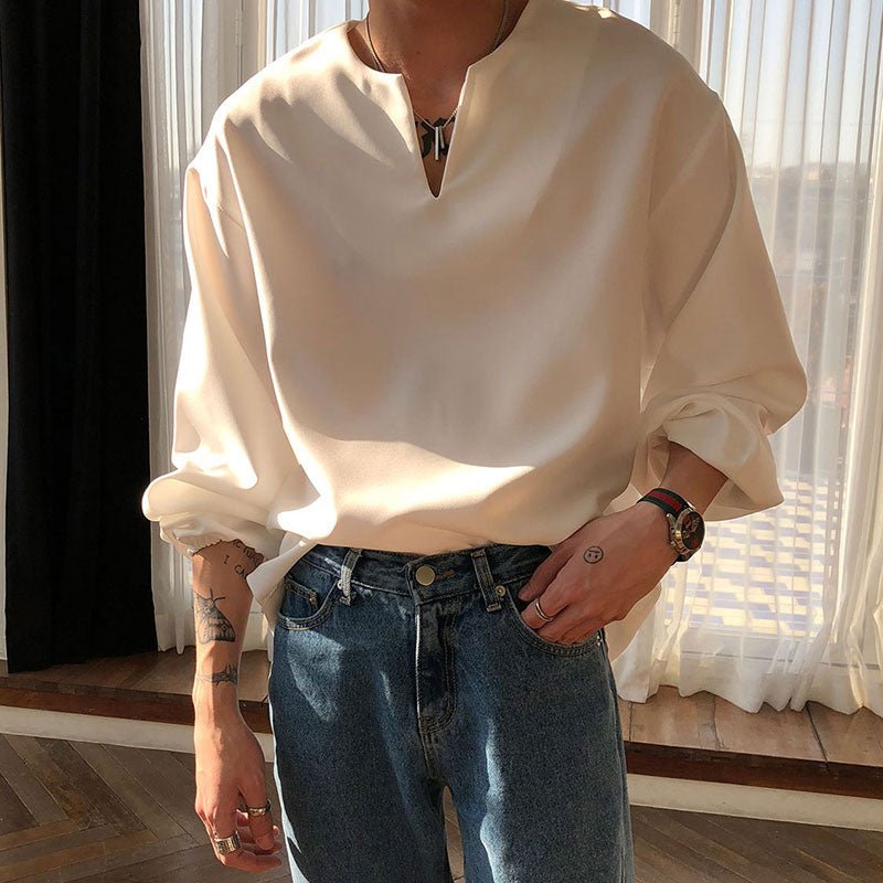 韓国ファッション SELCA-V -neck siphon shirt-mselca2023aw946-03