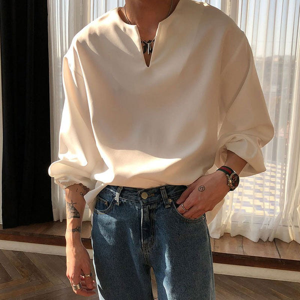 韓国ファッション SELCA-V -neck siphon shirt-mselca2023aw946-03