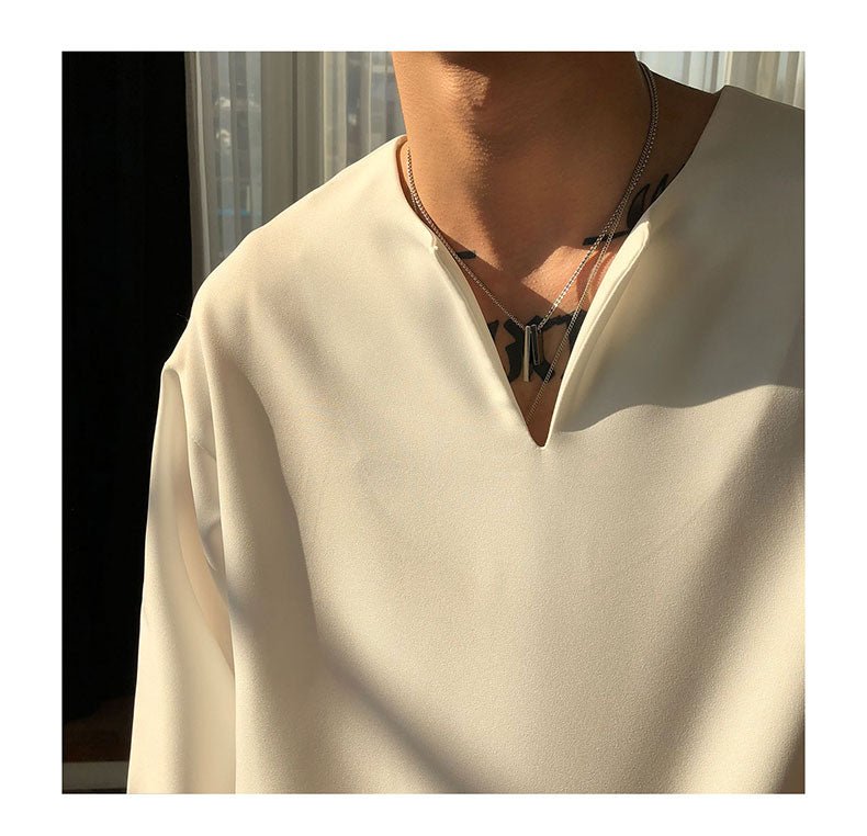 韓国ファッション SELCA-V -neck siphon shirt-mselca2023aw946-04