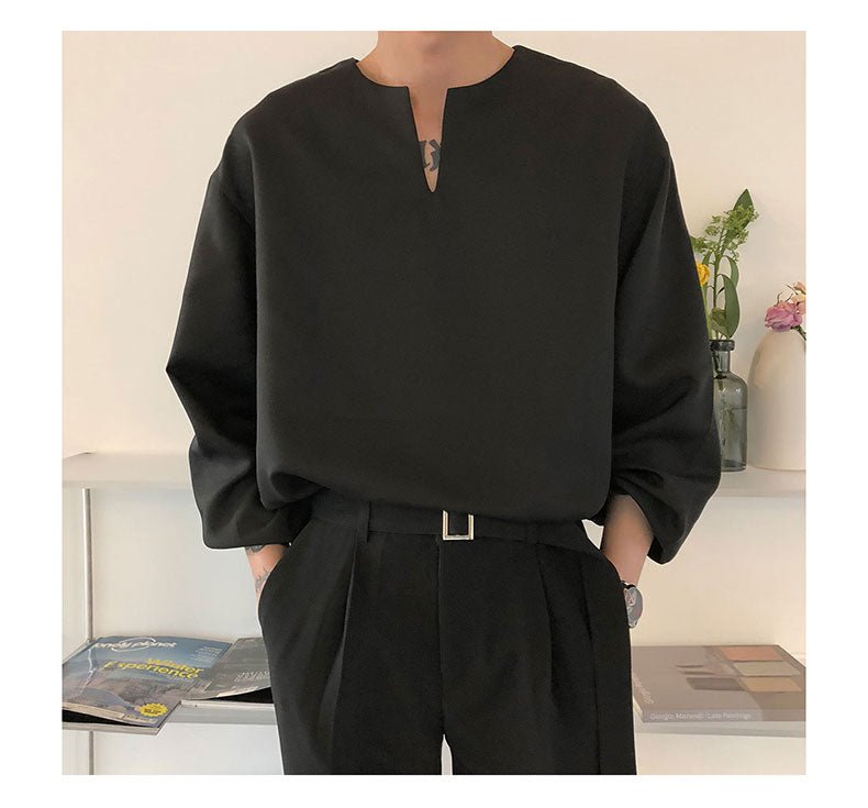 韓国ファッション SELCA-V -neck siphon shirt-mselca2023aw946-06