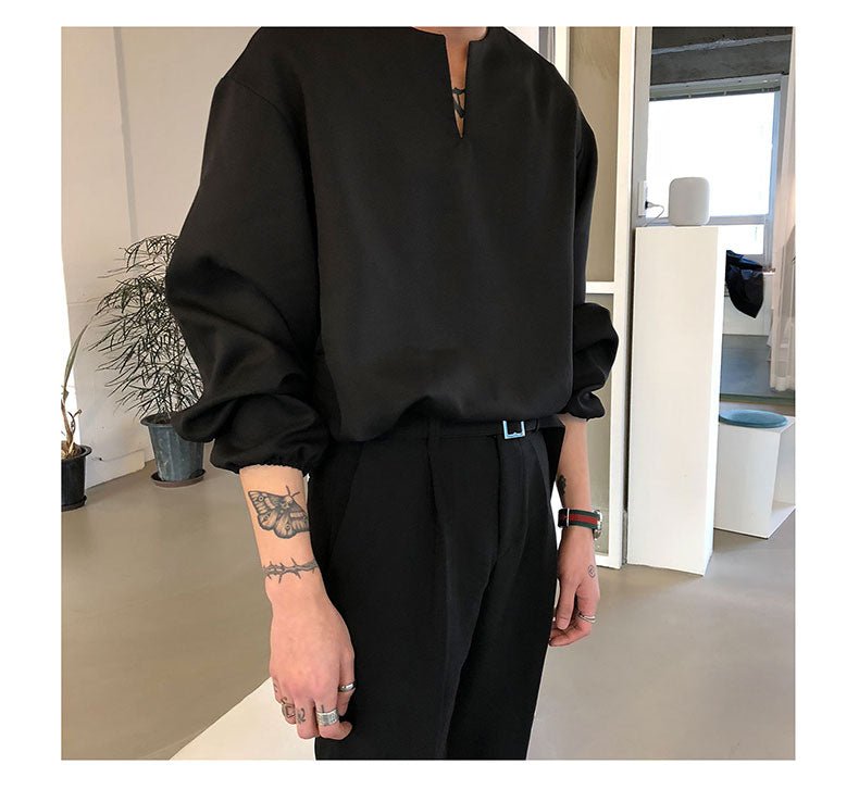 韓国ファッション SELCA-V -neck siphon shirt-mselca2023aw946-08
