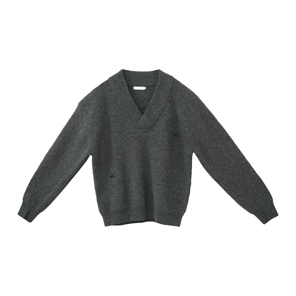 韓国ファッション SELCA-V Front Damage Knit-mselca2023aw947-011