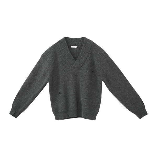 韓国ファッション SELCA-V Front Damage Knit-mselca2023aw947-011