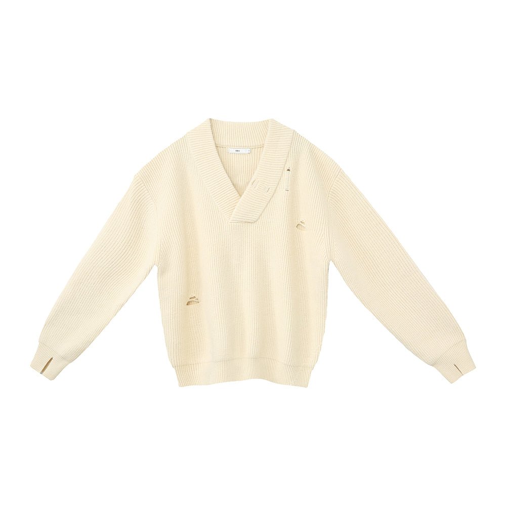 韓国ファッション SELCA-V Front Damage Knit-mselca2023aw947-012