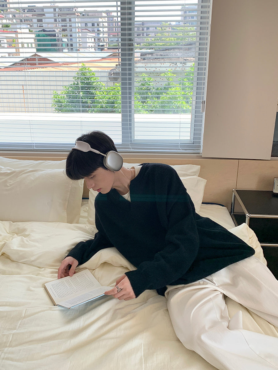 韓国ファッション SELCA-V neck a solid knit sweater-mselca2023aw948-05
