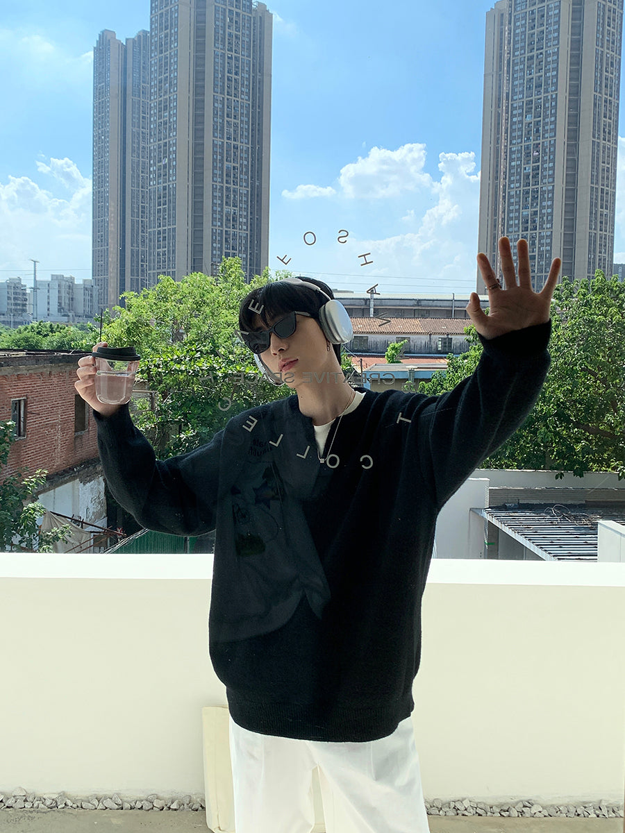 韓国ファッション SELCA-V neck a solid knit sweater-mselca2023aw948-02