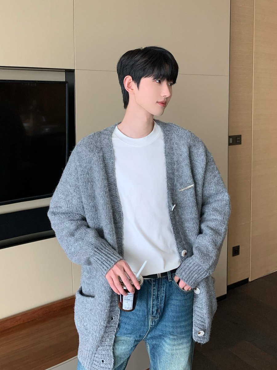 韓国ファッション SELCA-V neck knit cardigan-mselca2023aw951-02