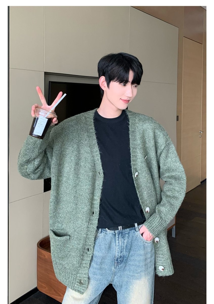 韓国ファッション SELCA-V neck knit cardigan-mselca2023aw951-06