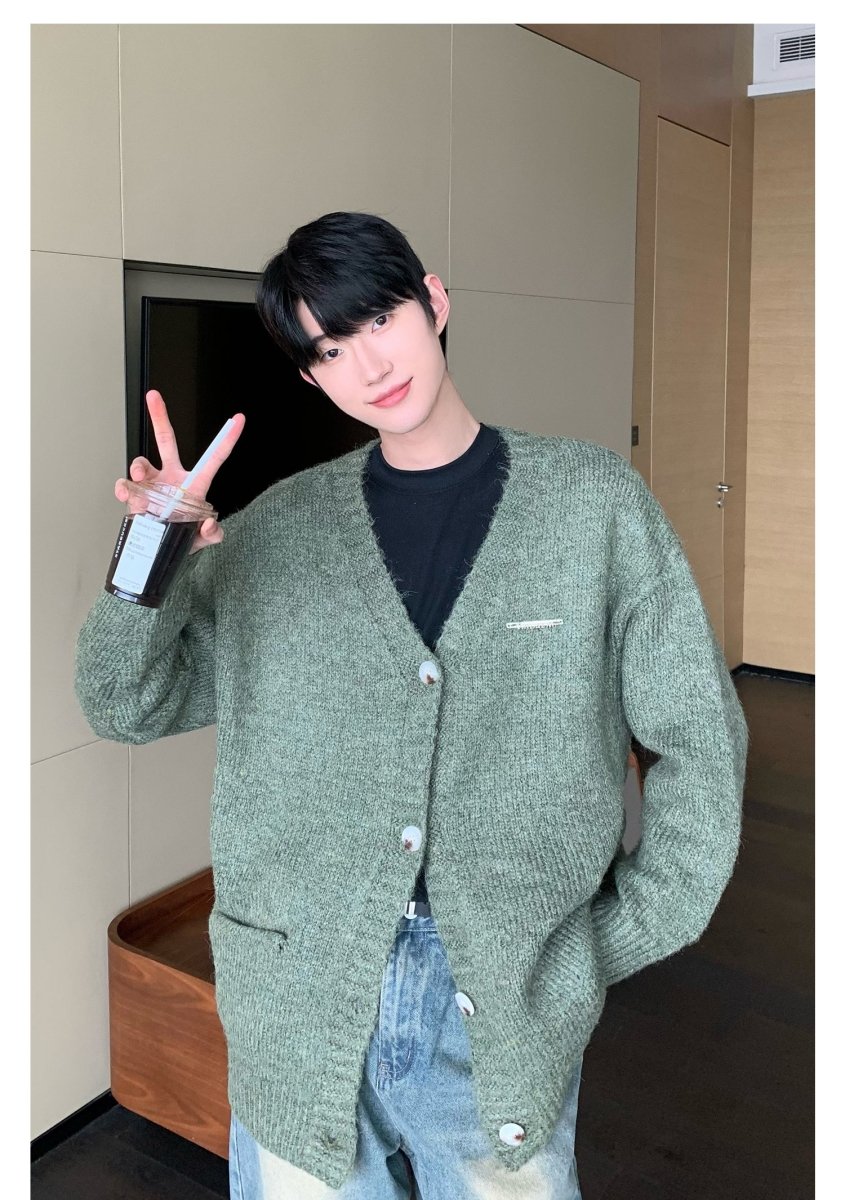韓国ファッション SELCA-V neck knit cardigan-mselca2023aw951-09