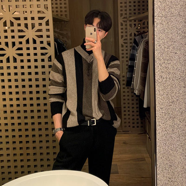韓国ファッション SELCA-V neck knit sweater-mselca2023aw958-03