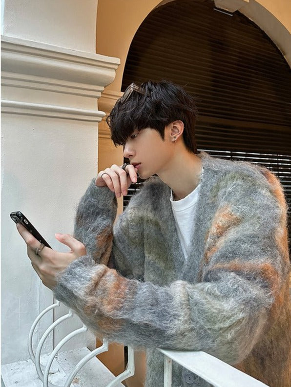 韓国ファッション SELCA-V neck mokomoko cardigan-mselca2023aw960-01