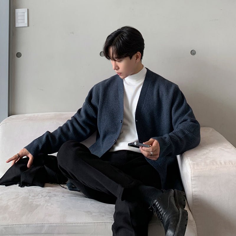 韓国ファッション SELCA-V neck sweater cardigan-mselca2023aw961-010