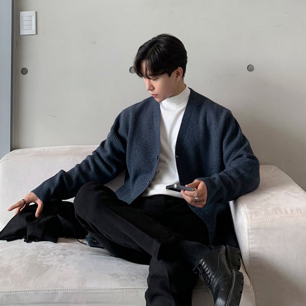 韓国ファッション SELCA-V neck sweater cardigan-mselca2023aw961-010