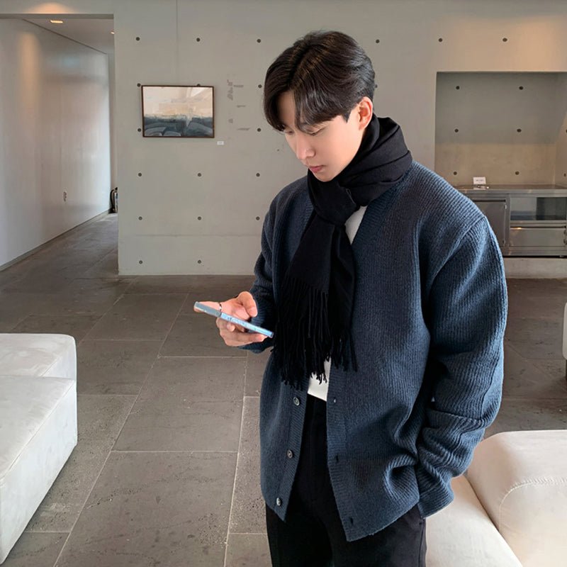 韓国ファッション SELCA-V neck sweater cardigan-mselca2023aw961-01