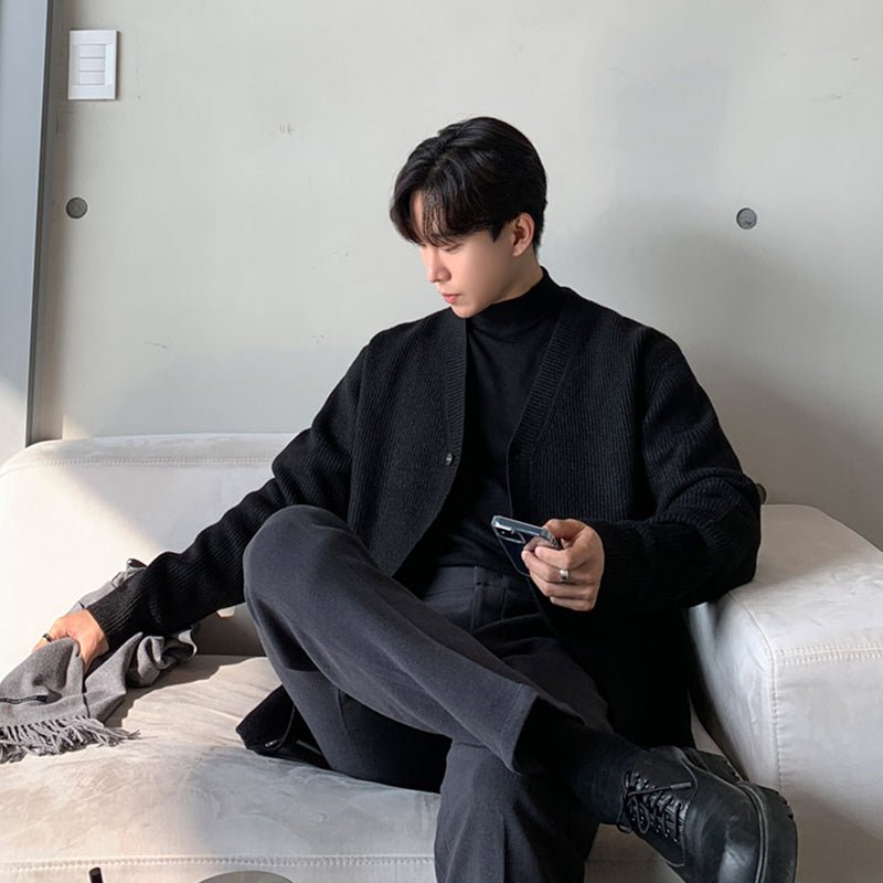 韓国ファッション SELCA-V neck sweater cardigan-mselca2023aw961-02