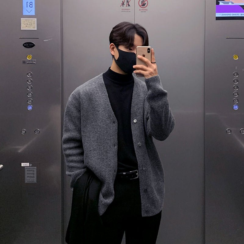 韓国ファッション SELCA-V neck sweater cardigan-mselca2023aw961-07