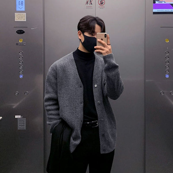 韓国ファッション SELCA-V neck sweater cardigan-mselca2023aw961-07