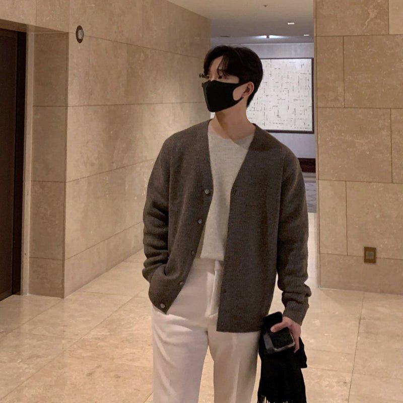 韓国ファッション SELCA-V neck sweater cardigan-mselca2023aw961-08
