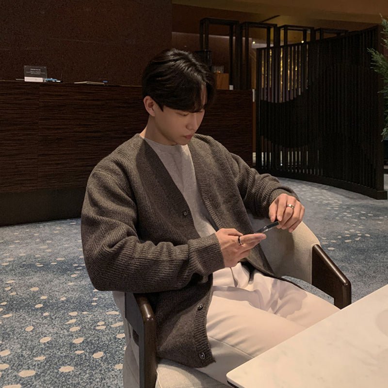 韓国ファッション SELCA-V neck sweater cardigan-mselca2023aw961-09
