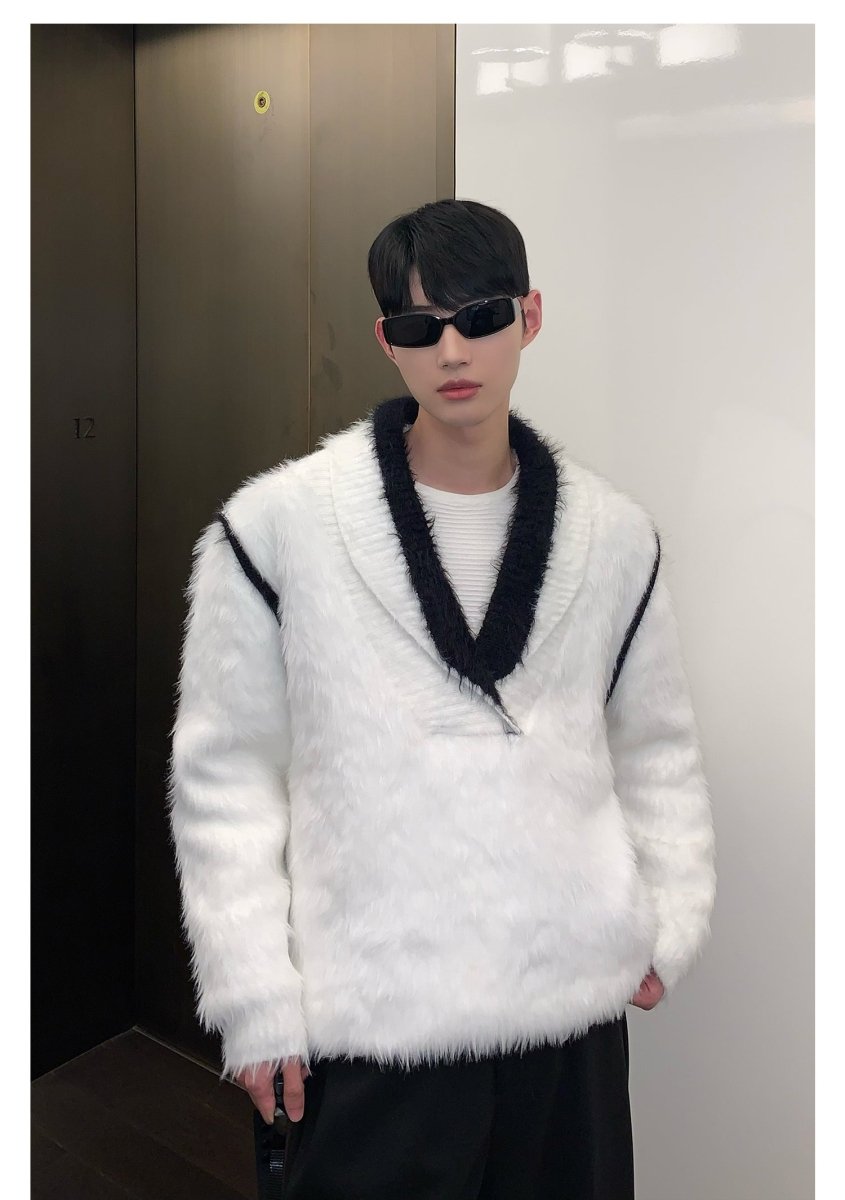 韓国ファッション SELCA-V neck thick knit sweater-mselca2023aw962-04