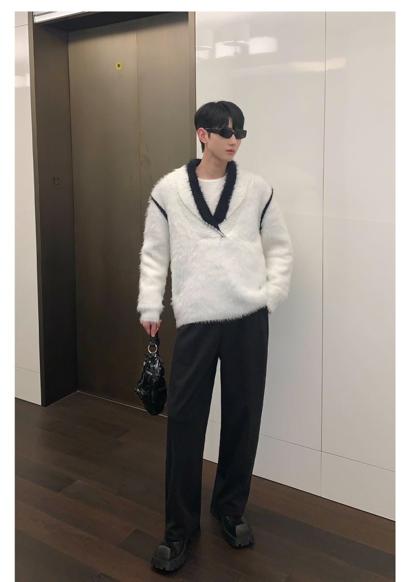 韓国ファッション SELCA-V neck thick knit sweater-mselca2023aw962-07