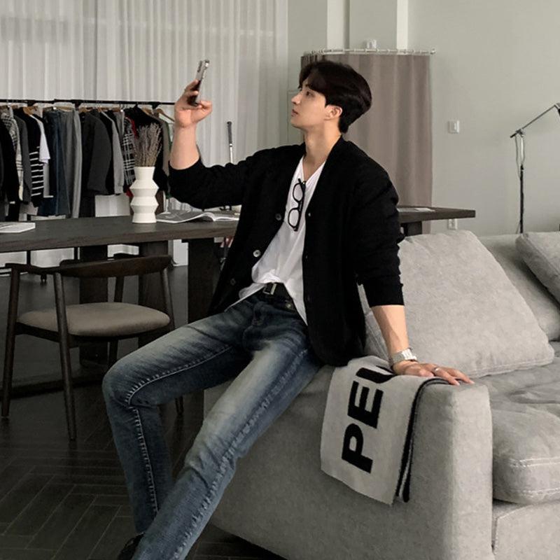 韓国ファッション SELCA-V-NECK KNITTED CARDIGAN-mselca2023aw964-08