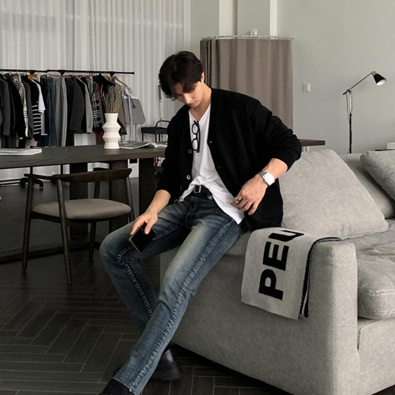 韓国ファッション SELCA-V-NECK KNITTED CARDIGAN-mselca2023aw964-02