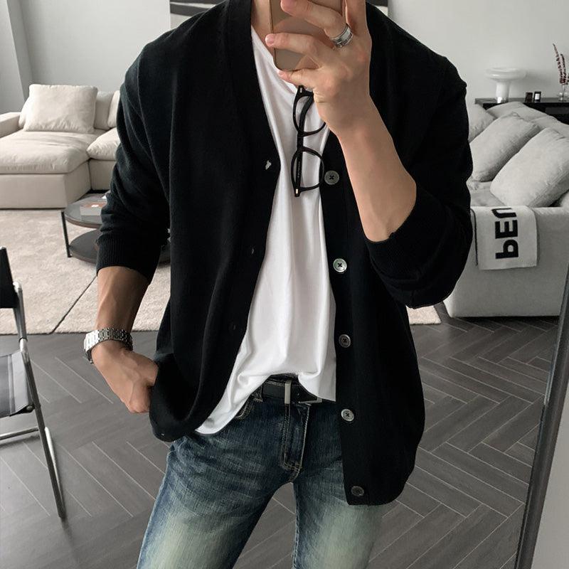 韓国ファッション SELCA-V-NECK KNITTED CARDIGAN-mselca2023aw964-04