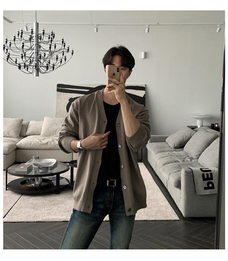 韓国ファッション SELCA-V-NECK KNITTED CARDIGAN-mselca2023aw964-05