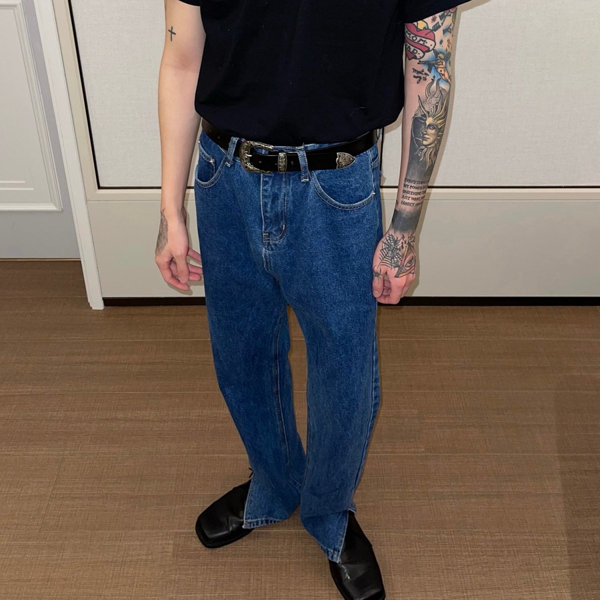 韓国ファッション SELCA-Vintage denim pants-mselca2023aw970-05