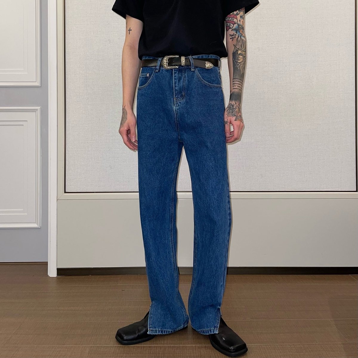 韓国ファッション SELCA-Vintage denim pants-mselca2023aw970-06