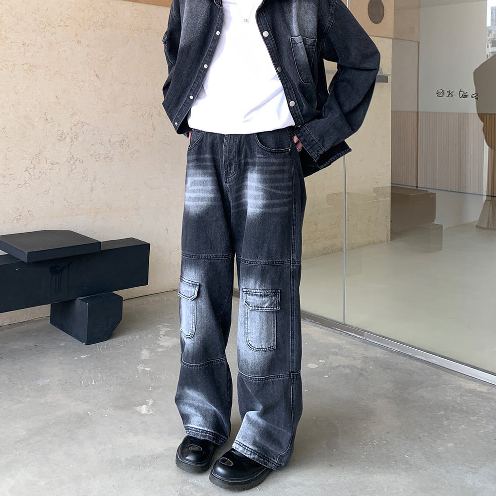 韓国ファッション SELCA-Vintage Design Wide Denim Pants-mselca2023aw971-04