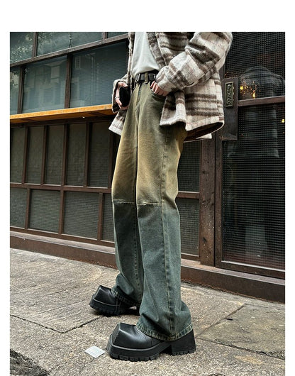 韓国ファッション SELCA-Vintage Wide Flare Denim Pants-mselca2023aw978-04