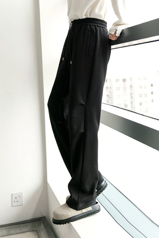 韓国ファッション SELCA-West rubber straight sweat pants-mselca2023aw993-01