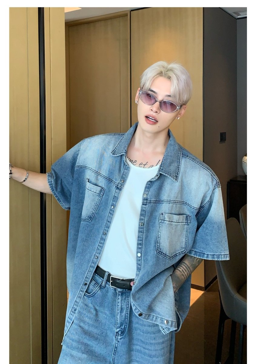 韓国ファッション SELCA-Wide damage jeans setup-mselca2023aw997-09