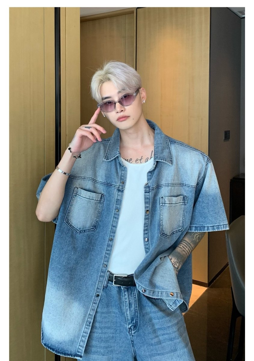 韓国ファッション SELCA-Wide damage jeans setup-mselca2023aw997-01